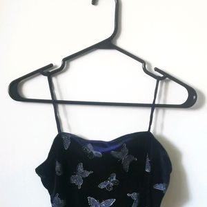 Vintage 90s Velvet Butterfly Cropped Cami